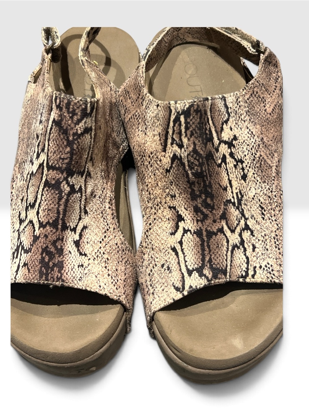 Corkys Women’s Snake-Print Open-Toe Wedge Sandals - Brown/Tan